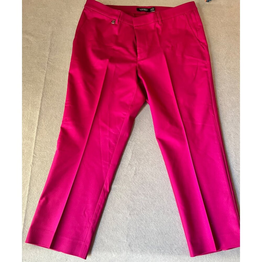 Lauren Ralph Lauren Womens Magenta Trousers Size 14+ Cotton & Elastane VGUC